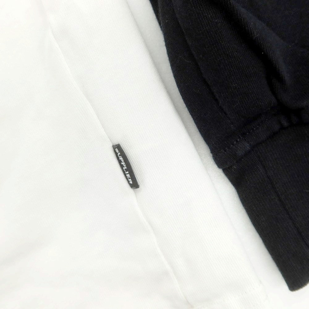 【中古】サプライヤー SUPPLIER コットン クルーネック 長袖Tシャツ ホワイトxブラック【 XL 】【 状態ランクB 】【 メンズ 】