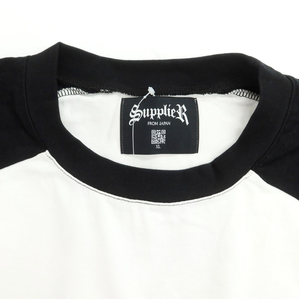 【中古】サプライヤー SUPPLIER コットン クルーネック 長袖Tシャツ ホワイトxブラック【 XL 】【 状態ランクB 】【 メンズ 】