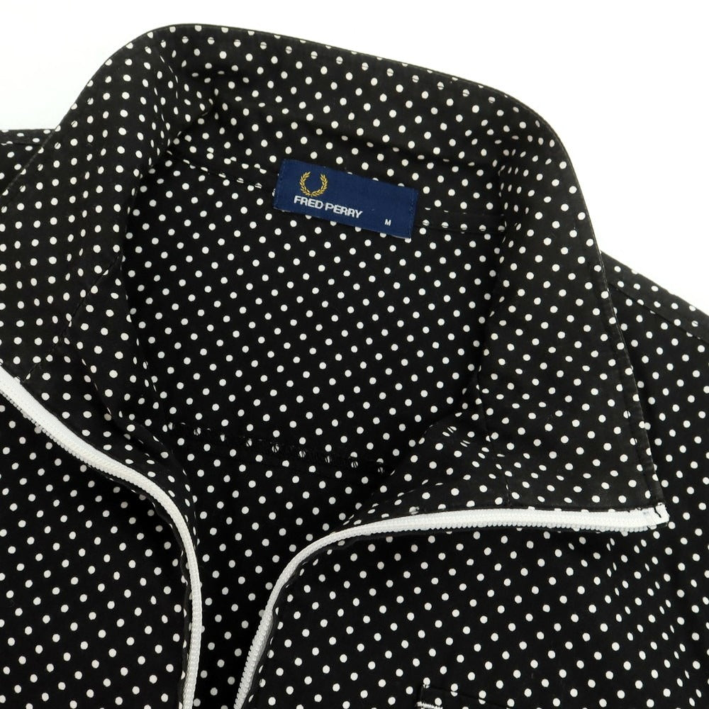 【中古】フレッドペリー FRED PERRY コットン ドット スタンドカラー ダブルジップ ブルゾン ブラックxホワイト【 M 】【 状態ランクC 】【 メンズ 】