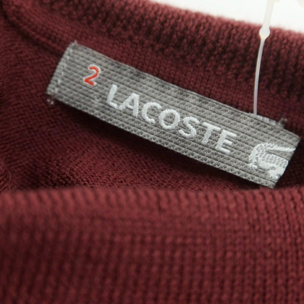 【中古】ラコステ LACOSTE ハイゲージ ウール タートルネック プルオーバーニット ワインレッド【 2 】【 状態ランクC 】【 メンズ 】