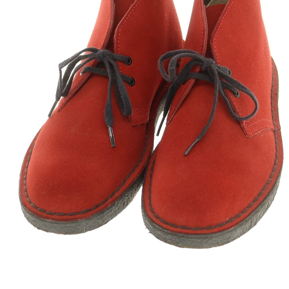 【中古】クラークス Clarks スエード デザートブーツ ブーツ レッド【 UK 6 1/2 】【 状態ランクA 】【 メンズ 】