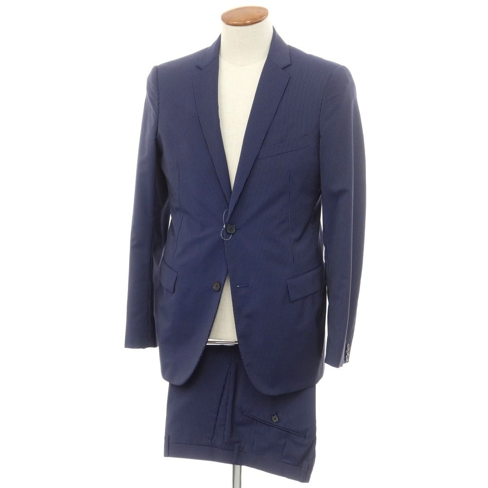 【中古】ジルサンダー JIL SANDER ウール ストライプ 2つボタンスーツ ネイビーxホワイト【 48 】【 状態ランクC 】【 メンズ 】