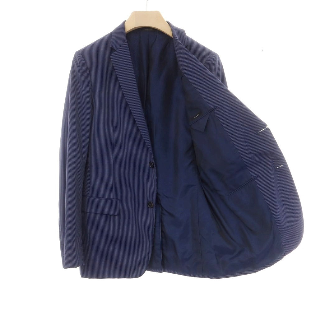 【中古】ジルサンダー JIL SANDER ウール ストライプ 2つボタンスーツ ネイビーxホワイト【 48 】【 状態ランクC 】【 メンズ 】