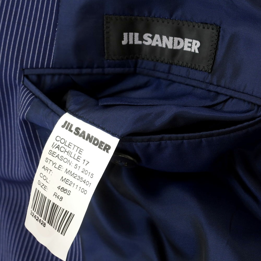 【中古】ジルサンダー JIL SANDER ウール ストライプ 2つボタンスーツ ネイビーxホワイト【 48 】【 状態ランクC 】【 メンズ 】