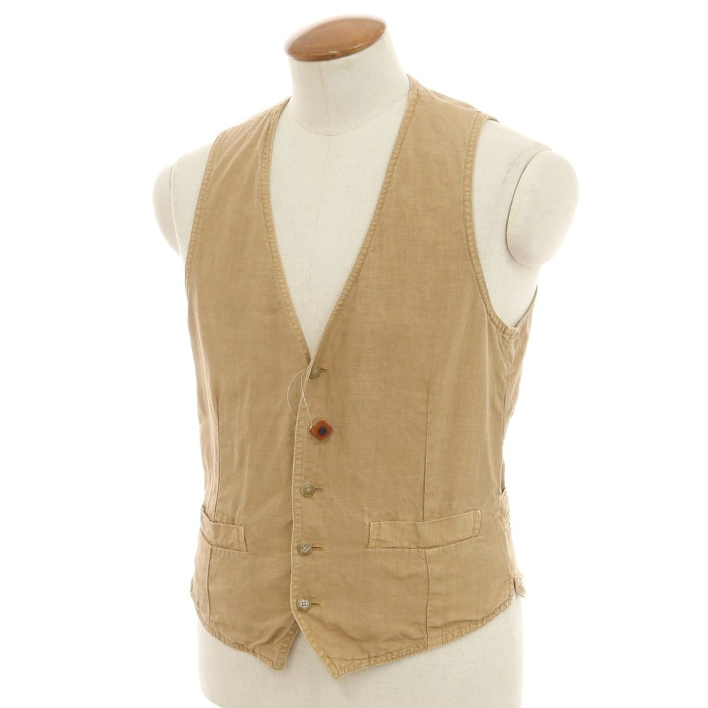 【中古】ラルディーニ LARDINI リネン ジレ ベスト ブラウンベージュ【 46 】【 状態ランクC 】【 メンズ 】