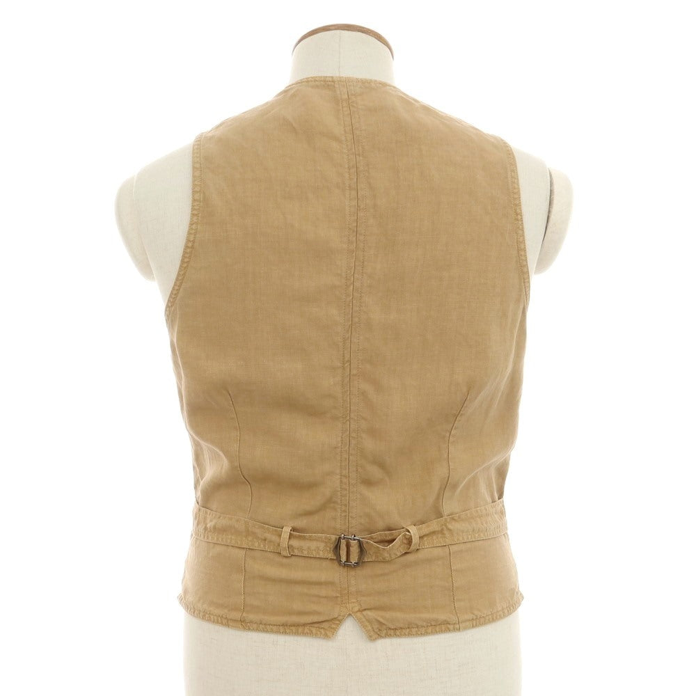 【中古】ラルディーニ LARDINI リネン ジレ ベスト ブラウンベージュ【 46 】【 状態ランクC 】【 メンズ 】