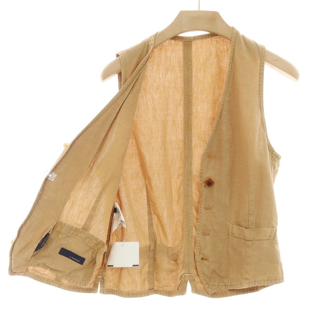 【中古】ラルディーニ LARDINI リネン ジレ ベスト ブラウンベージュ【 46 】【 状態ランクC 】【 メンズ 】