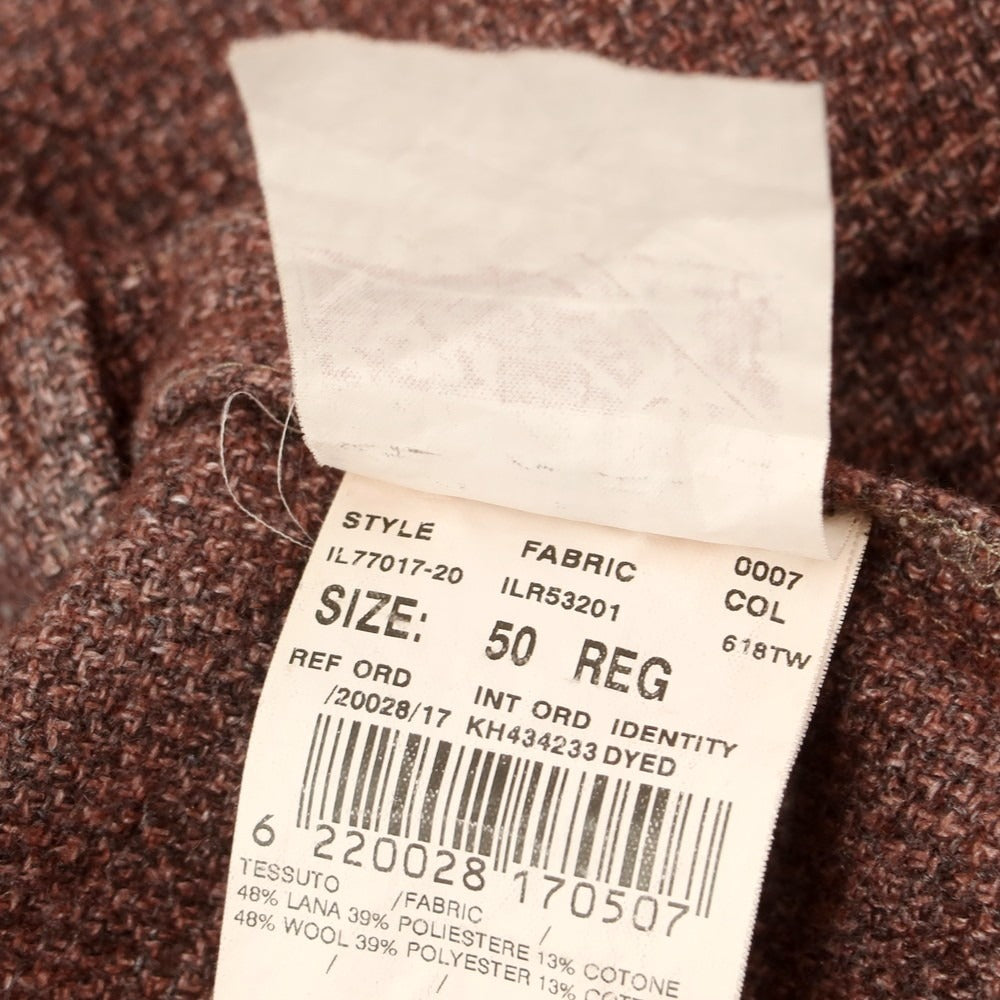 【中古】ラルディーニ LARDINI ウールポリエステル カジュアル系ジレ ベスト ワイン×グレー【 50 】【 状態ランクC 】【 メンズ 】