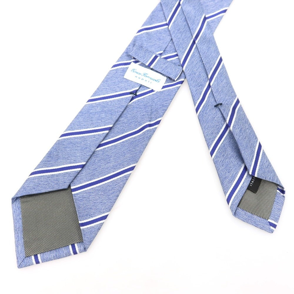 【中古】エリコフォルミコラ ERRICO FORMICOLA シルク ストライプ柄ネクタイ ブルーxホワイト【 状態ランクC 】【 メンズ 】