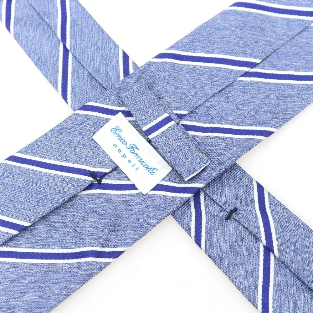 【中古】エリコフォルミコラ ERRICO FORMICOLA シルク ストライプ柄ネクタイ ブルーxホワイト【 状態ランクC 】【 メンズ 】