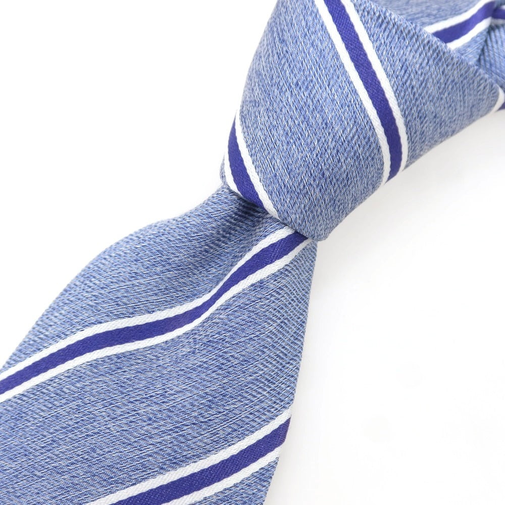 【中古】エリコフォルミコラ ERRICO FORMICOLA シルク ストライプ柄ネクタイ ブルーxホワイト【 状態ランクC 】【 メンズ 】