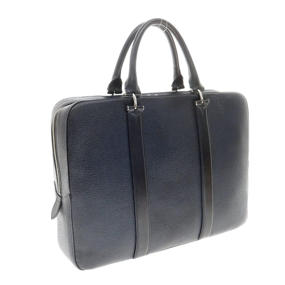 【中古】ペッレモルビダ PELLE MORBIDA 型押しレザー ブリーフケース ネイビー【 状態ランクC 】【 メンズ 】