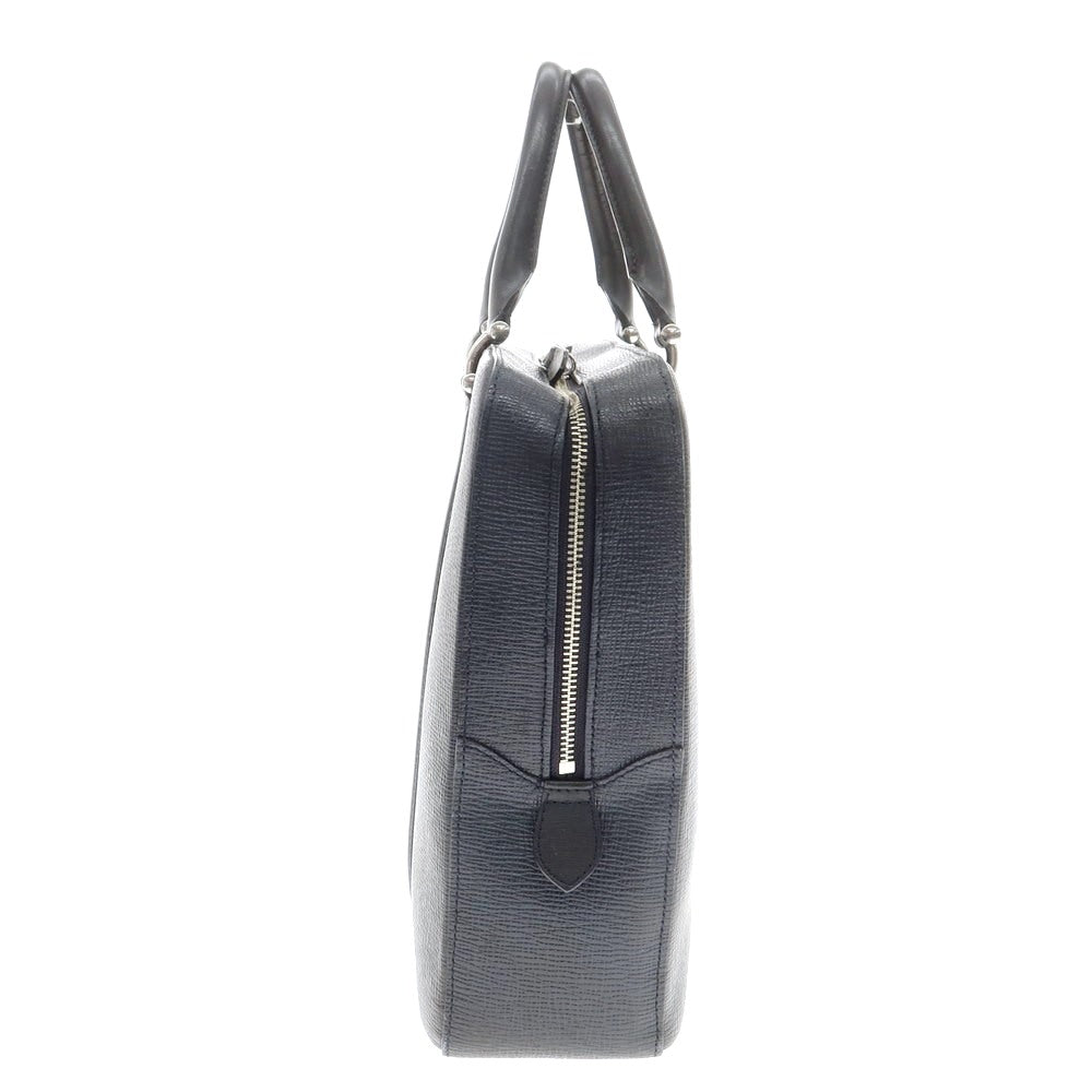 【中古】ペッレモルビダ PELLE MORBIDA 型押しレザー ブリーフケース ネイビー【 状態ランクC 】【 メンズ 】