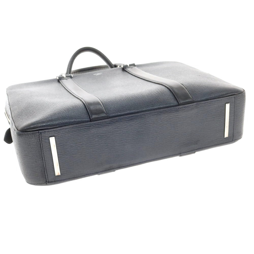 【中古】ペッレモルビダ PELLE MORBIDA 型押しレザー ブリーフケース ネイビー【 状態ランクC 】【 メンズ 】