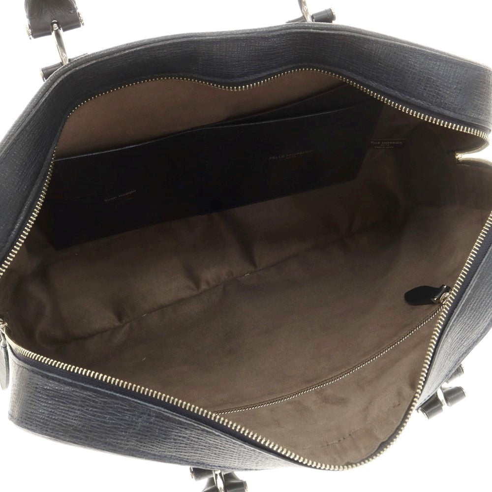 【中古】ペッレモルビダ PELLE MORBIDA 型押しレザー ブリーフケース ネイビー【 状態ランクC 】【 メンズ 】