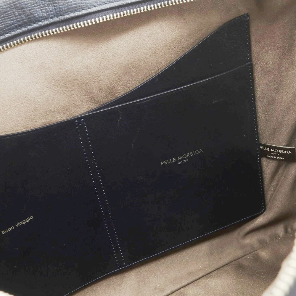 【中古】ペッレモルビダ PELLE MORBIDA 型押しレザー ブリーフケース ネイビー【 状態ランクC 】【 メンズ 】