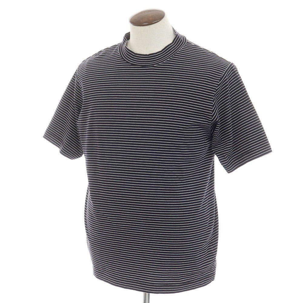 【中古】ナノユニバース nano universe コットン ボーダー モックネック 半袖Tシャツ ネイビーxホワイト【 L 】【 状態ランクB 】【 メンズ 】