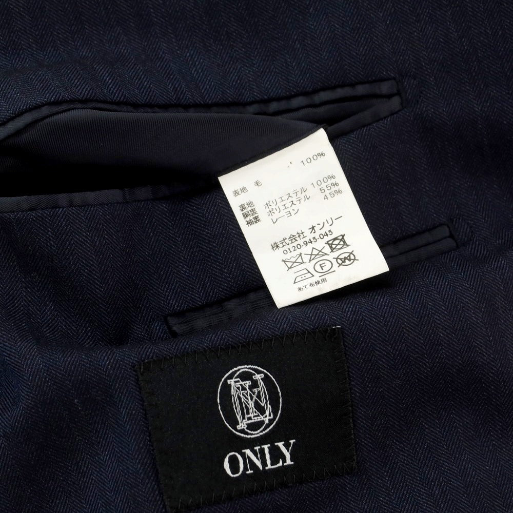 【中古】オンリー ONLY ヘリンボーンウール 2つボタンスーツ ネイビー【 180AB 】【 状態ランクD 】【 メンズ 】