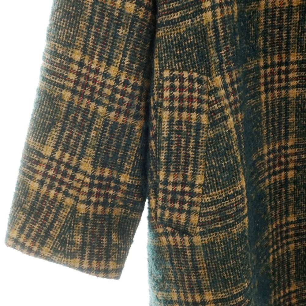 【中古】イーヴォ Hevo ウールアルパカモヘア チェック ダブルブレストベルテッドコート グリーンxベージュ【 48 】【 状態ランクB 】【 メンズ 】