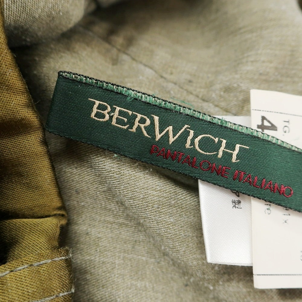 【中古】ベルウィッチ BERWICH ストレッチ コットンレーヨン カーゴパンツ カーキ【 48 】【 状態ランクC 】【 メンズ 】