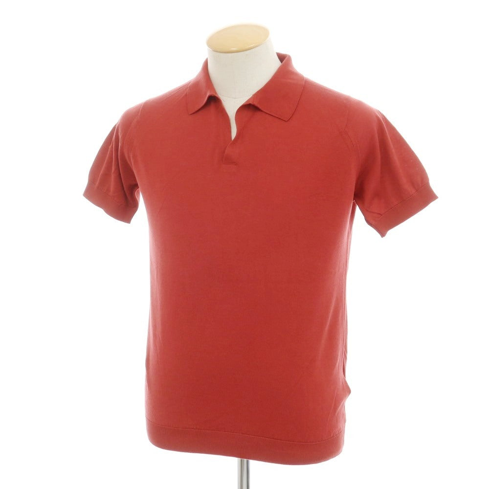 【中古】ジョンスメドレー JOHN SMEDLEY ハイゲージ コットン スキッパー 半袖 ポロニット レッド系【 S 】【 状態ランクA 】【 メンズ 】