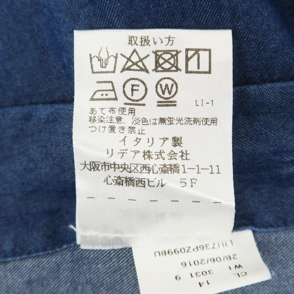 【中古】バルバ ダンディライフ BARBA DANDY LIFE コットン ダンガリー ホリゾンタルカラー カジュアルシャツ ネイビーインディゴ【 37 】【 状態ランクC 】【 メンズ 】