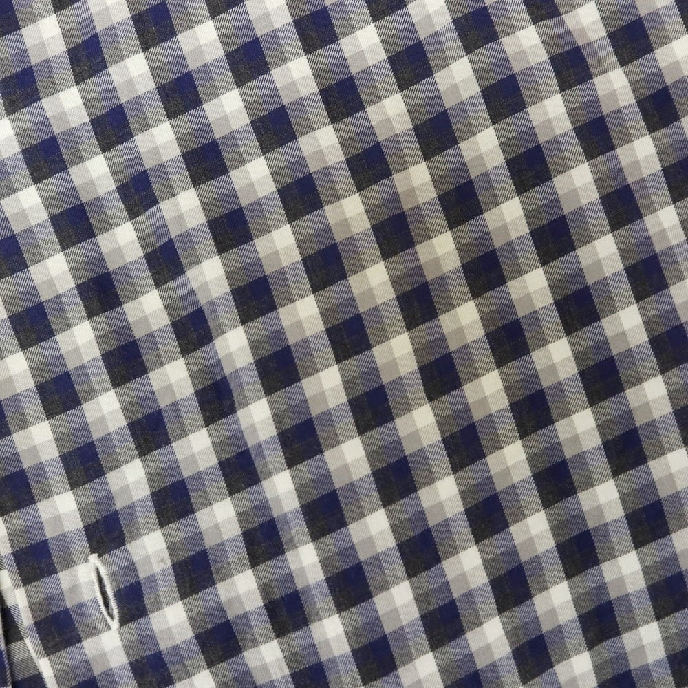 【中古】バルバ ダンディライフ BARBA DANDY LIFE コットン チェック ホリゾンタルカラー カジュアルシャツ ネイビーxグレー【 37 】【 状態ランクD 】【 メンズ 】