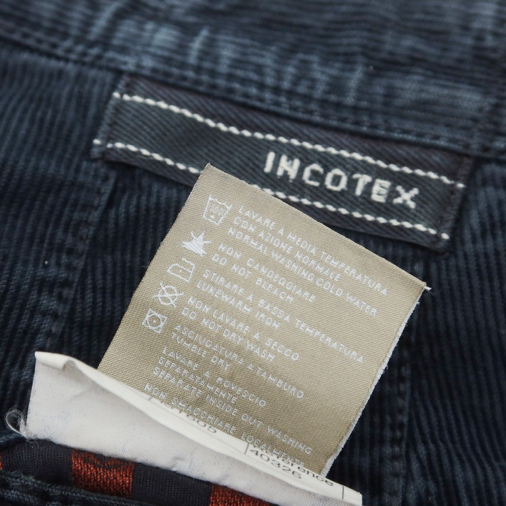 【中古】インコテックス INCOTEX ストレッチ コットン 細畝 コーデュロイパンツ ネイビー【 30 】【 状態ランクC 】【 メンズ 】