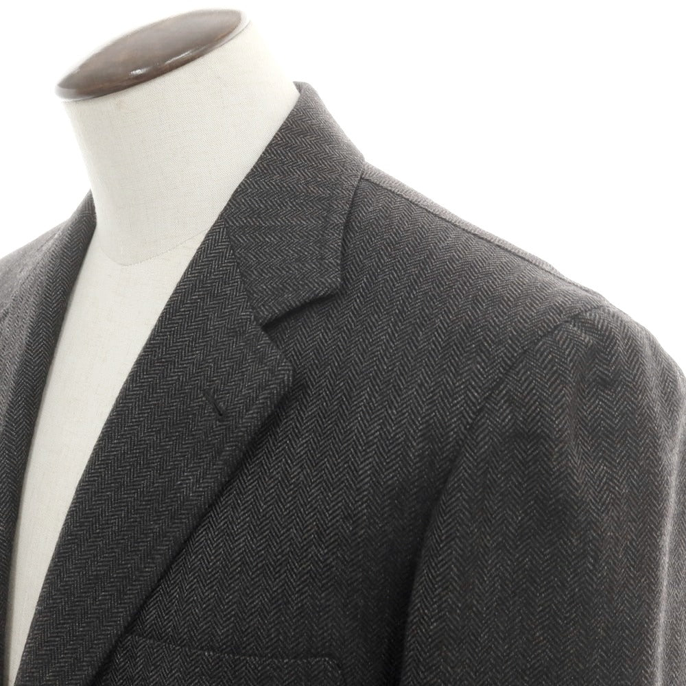 【中古】アントニオ パニコ Antonio Panico ヘリンボーンウール 3つボタンスーツ ダークグレー【 50 】【 状態ランクC 】【 メンズ 】
