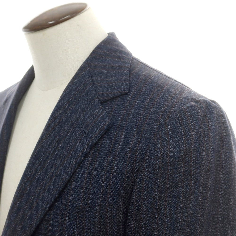 【中古】アントニオ パニコ Antonio Panico ウール ストライプ 3つボタンスーツ ネイビーxレッド【 50 】【 状態ランクC 】【 メンズ 】