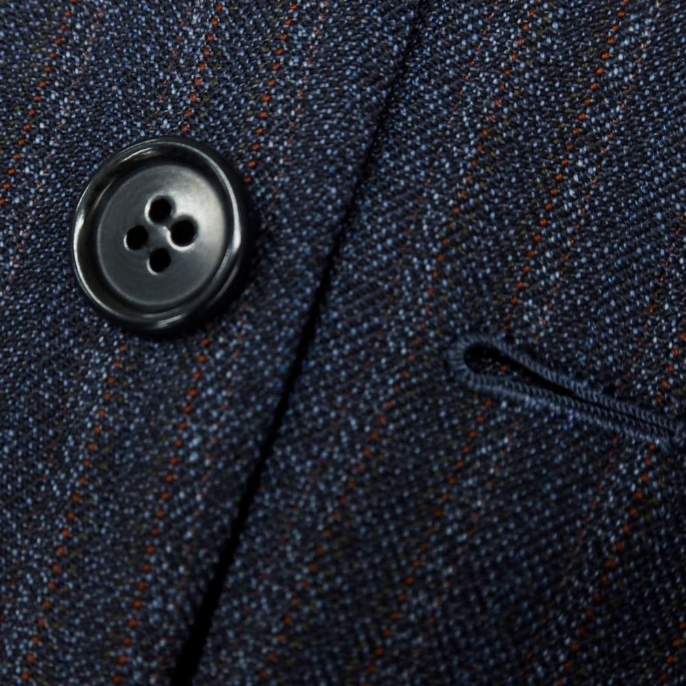 【中古】アントニオ パニコ Antonio Panico ウール ストライプ 3つボタンスーツ ネイビーxレッド【 50 】【 状態ランクC 】【 メンズ 】