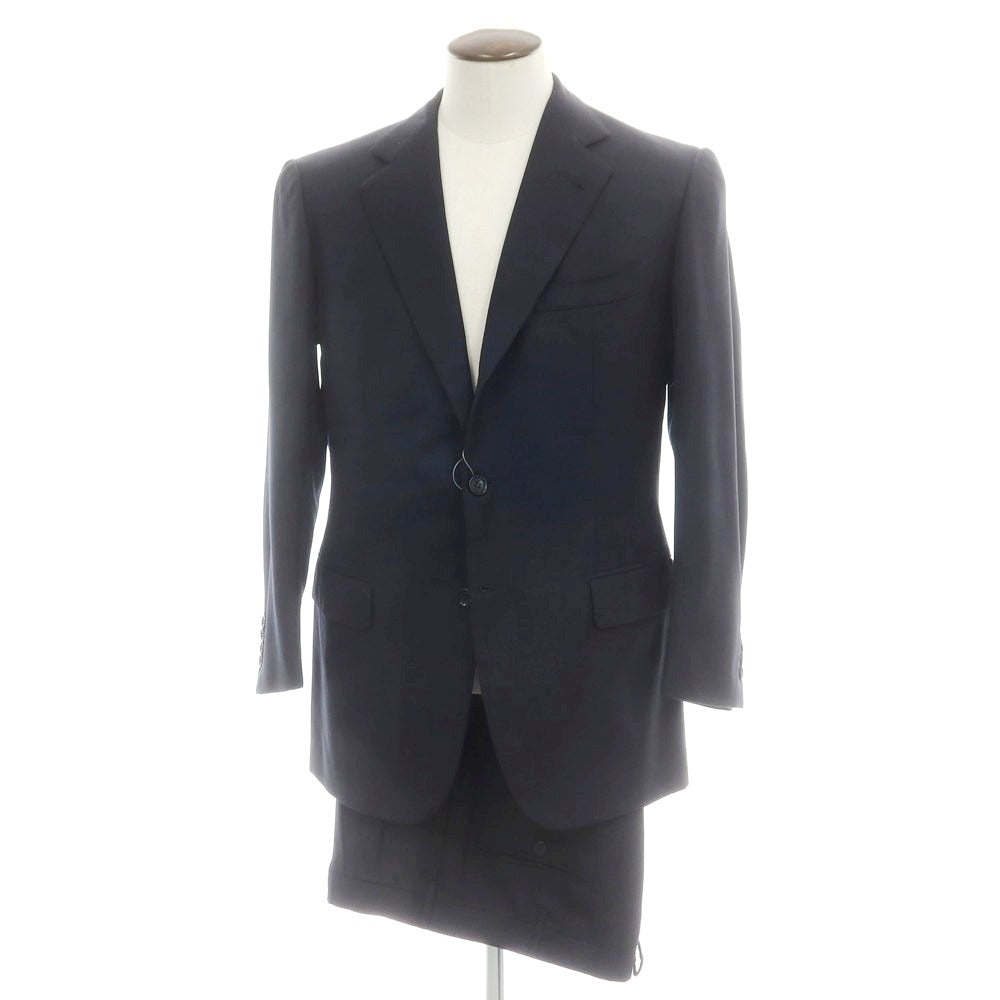 【中古】ドメニコ カラチェニ DOMENICO CARACENI 黒タグ ウール 3つボタンスーツ ダークネイビー【 50 】【 状態ランクB 】【 メンズ 】