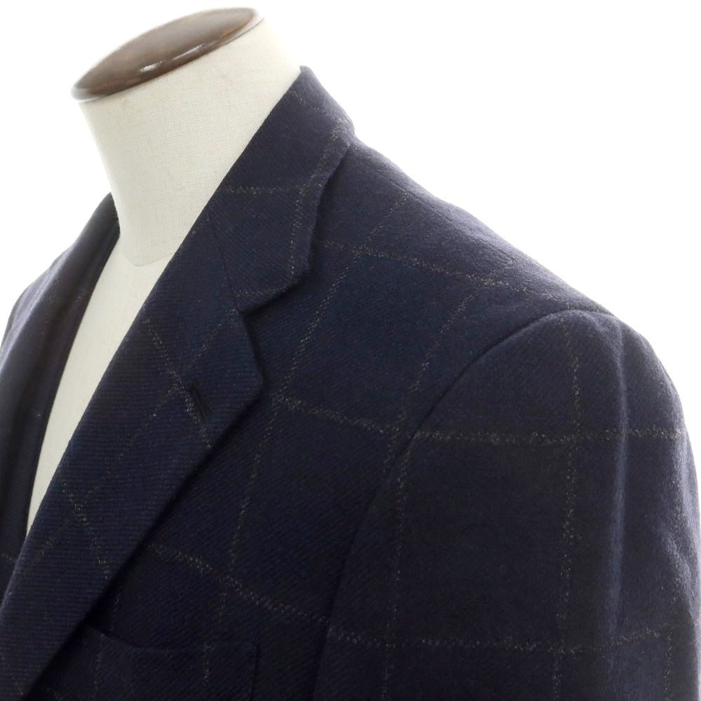 【中古】チロパオーネ キートン Ciro Paone Kiton タイユタイ別注 ウール スリーピース チェック 3つボタンスーツ ネイビーxグレー【 52 】【 状態ランクB 】【 メンズ 】