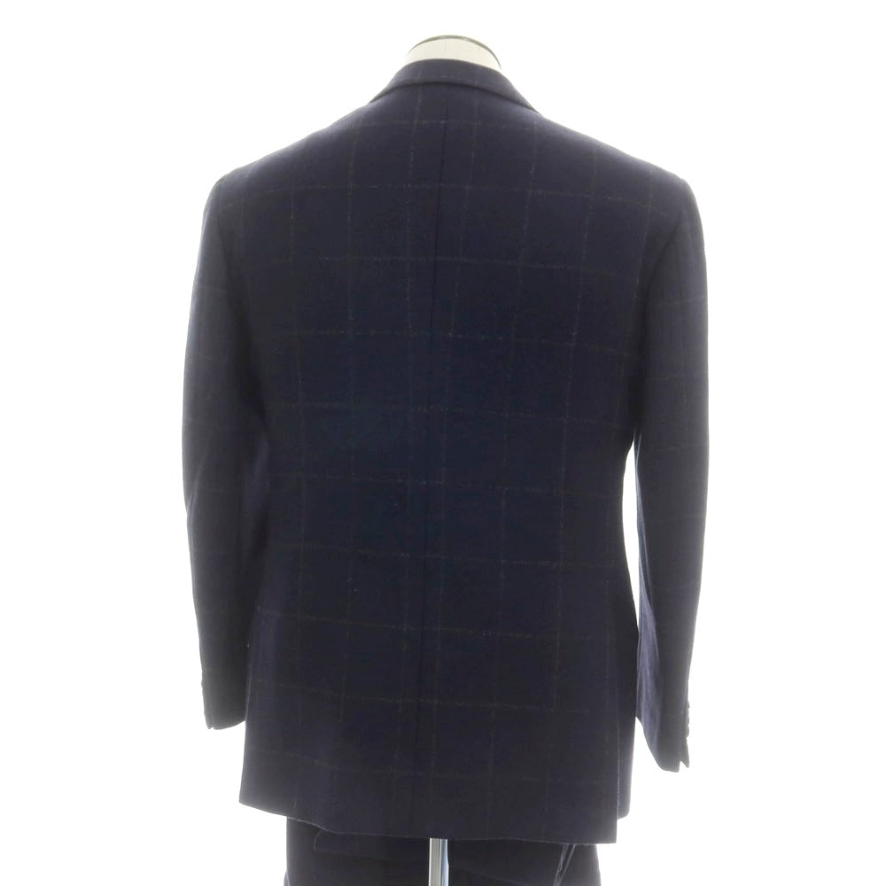 【中古】チロパオーネ キートン Ciro Paone Kiton タイユタイ別注 ウール スリーピース チェック 3つボタンスーツ ネイビーxグレー【 52 】【 状態ランクB 】【 メンズ 】
