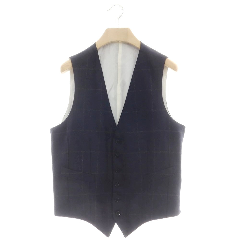 【中古】チロパオーネ キートン Ciro Paone Kiton タイユタイ別注 ウール スリーピース チェック 3つボタンスーツ ネイビーxグレー【 52 】【 状態ランクB 】【 メンズ 】