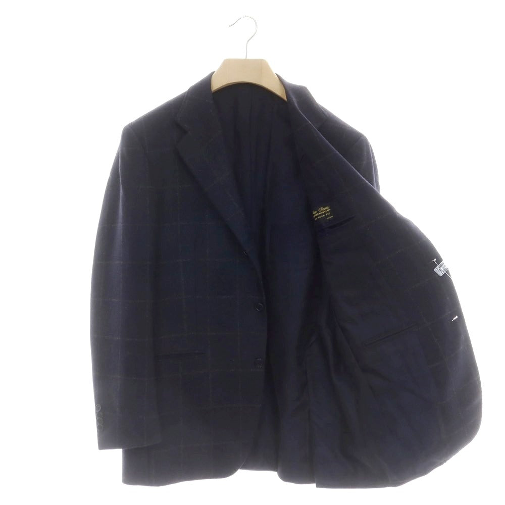 【中古】チロパオーネ キートン Ciro Paone Kiton タイユタイ別注 ウール スリーピース チェック 3つボタンスーツ ネイビーxグレー【 52 】【 状態ランクB 】【 メンズ 】