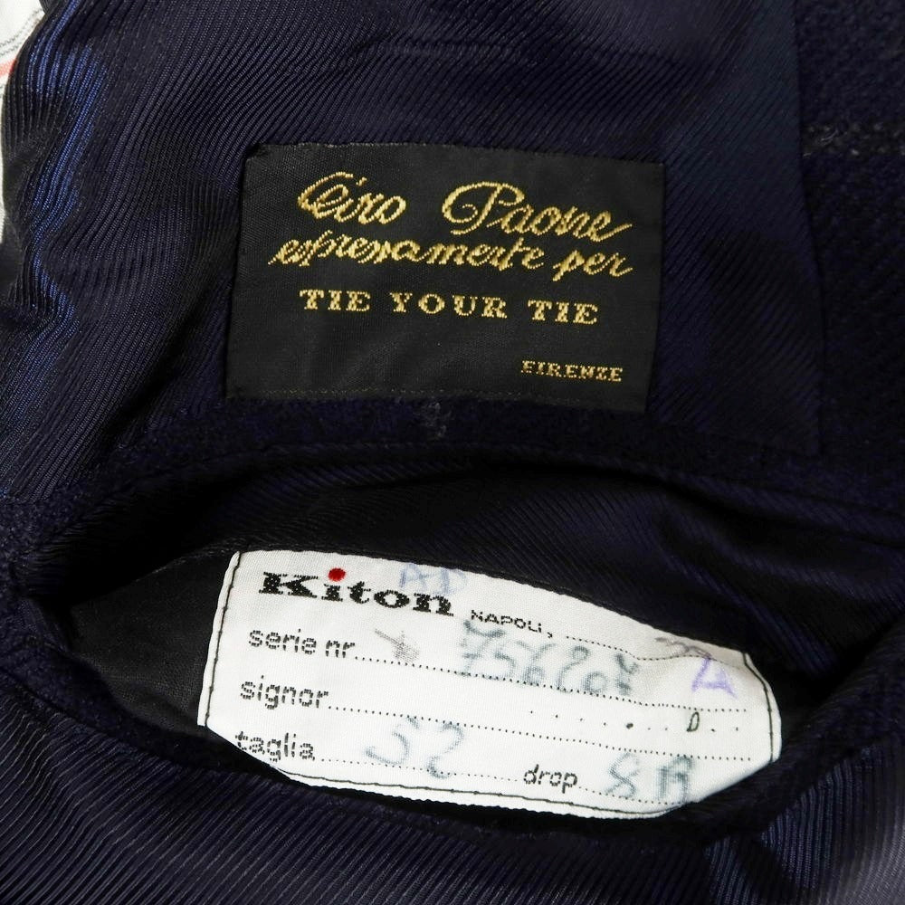【中古】チロパオーネ キートン Ciro Paone Kiton タイユタイ別注 ウール スリーピース チェック 3つボタンスーツ ネイビーxグレー【 52 】【 状態ランクB 】【 メンズ 】