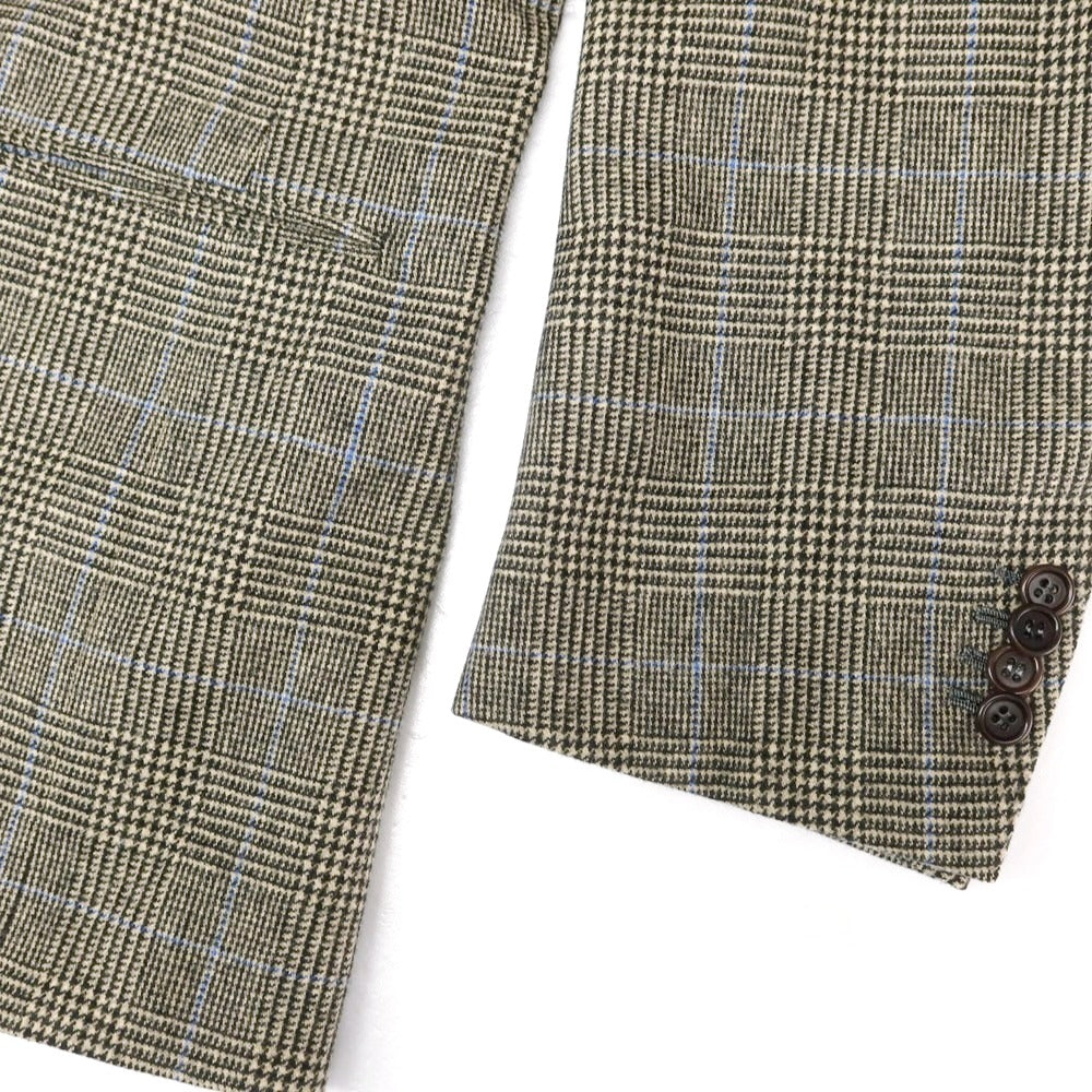 【中古】チロパオーネ キートン Ciro Paone Kiton ウールカシミヤ スリーピース チェック 3つボタンスーツ ベージュxブラック【 52 】【 状態ランクB 】【 メンズ 】