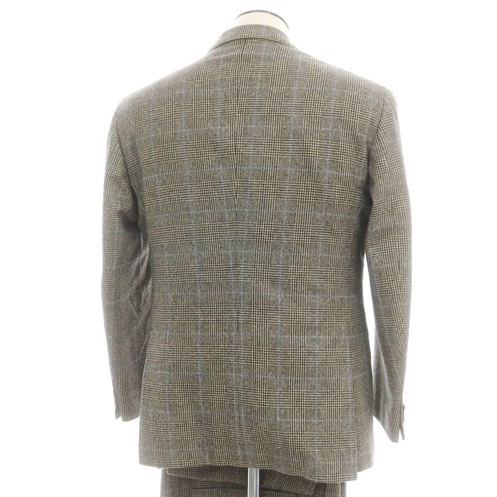 【中古】チロパオーネ キートン Ciro Paone Kiton ウールカシミヤ スリーピース チェック 3つボタンスーツ ベージュxブラック【 52 】【 状態ランクB 】【 メンズ 】