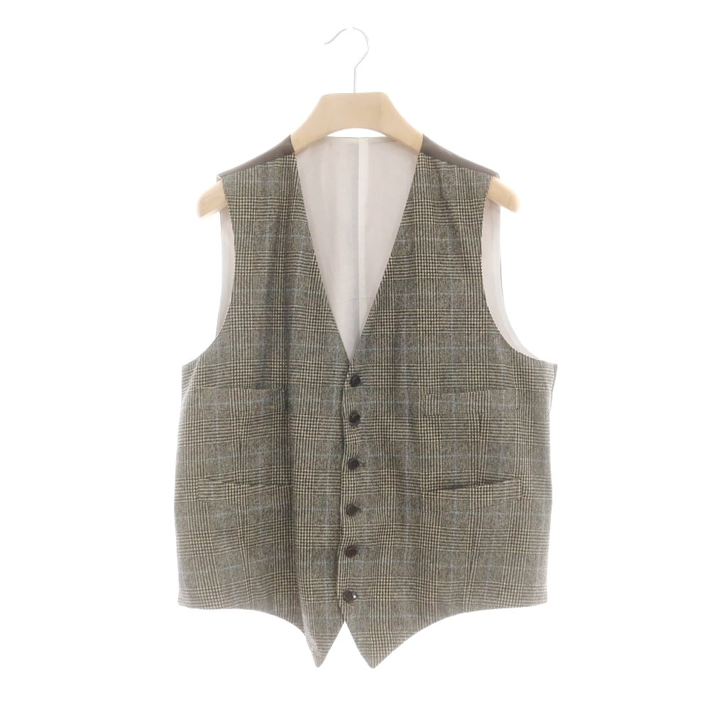 【中古】チロパオーネ キートン Ciro Paone Kiton ウールカシミヤ スリーピース チェック 3つボタンスーツ ベージュxブラック【 52 】【 状態ランクB 】【 メンズ 】