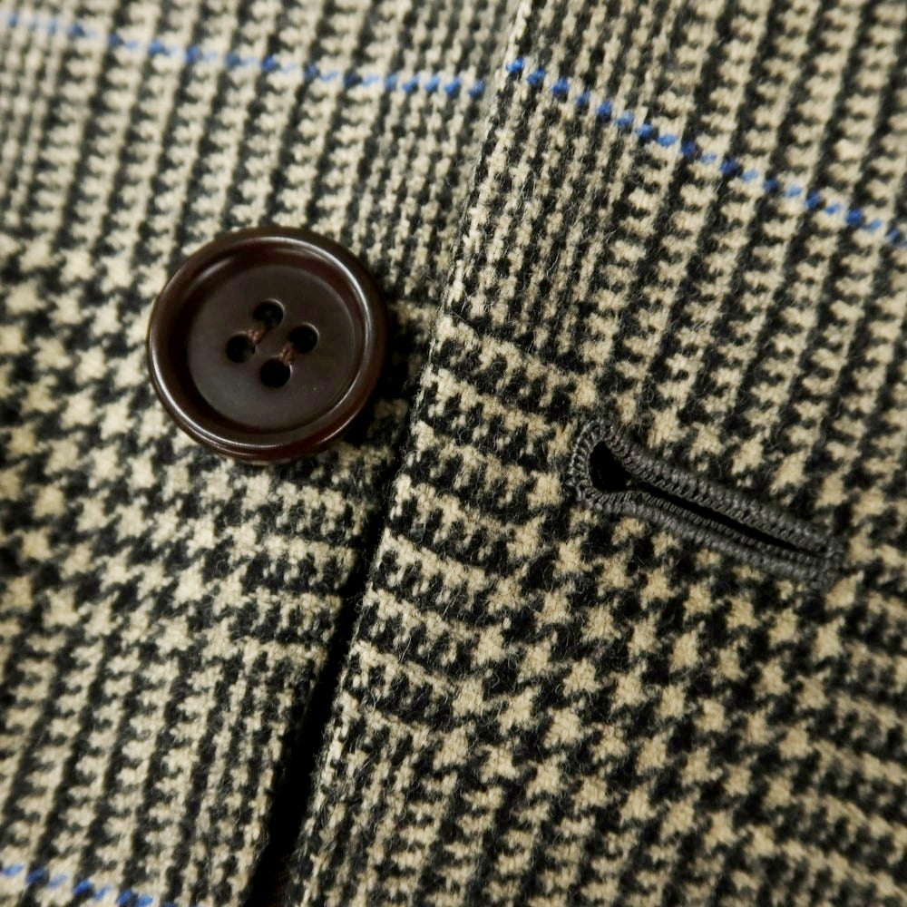 【中古】チロパオーネ キートン Ciro Paone Kiton ウールカシミヤ スリーピース チェック 3つボタンスーツ ベージュxブラック【 52 】【 状態ランクB 】【 メンズ 】