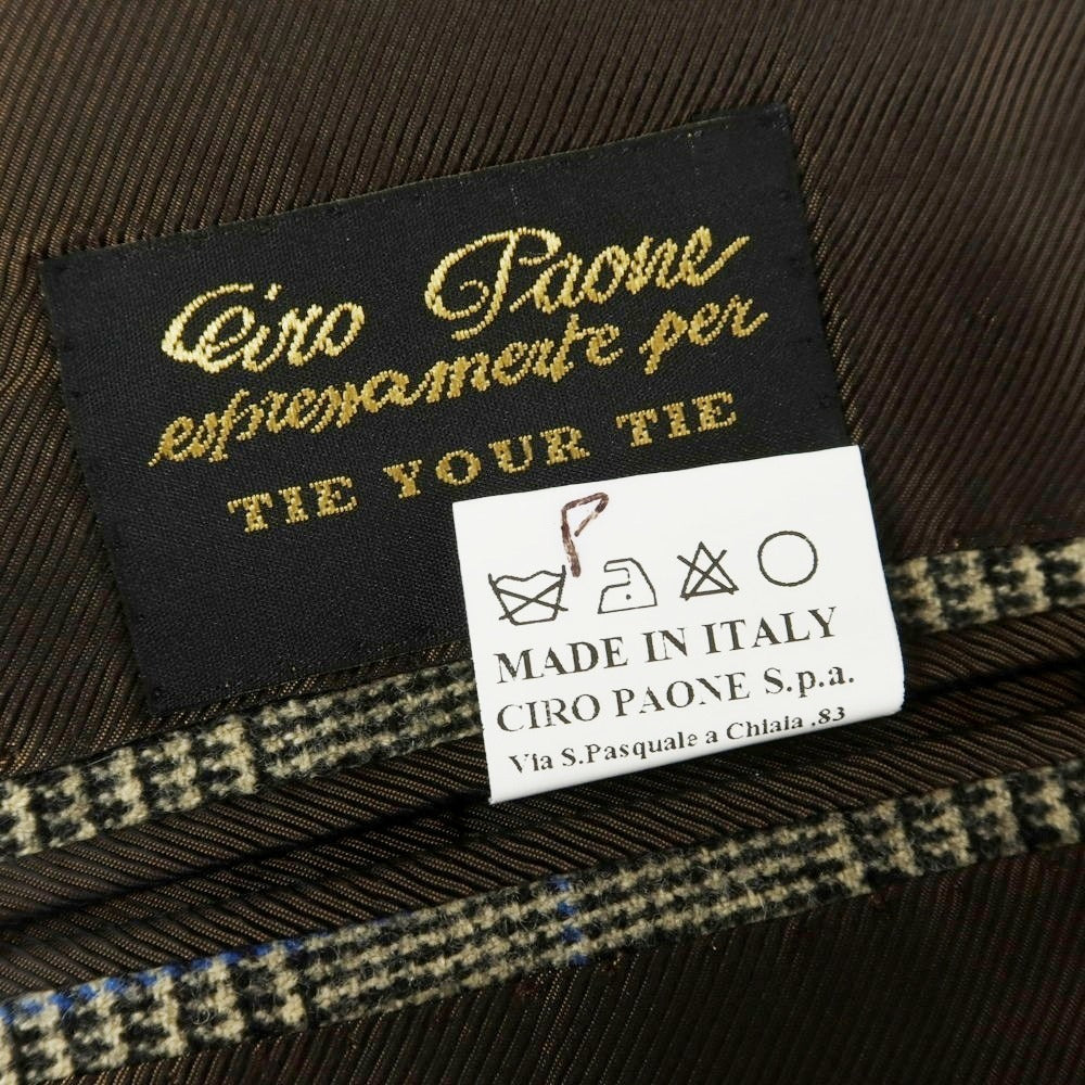 【中古】チロパオーネ キートン Ciro Paone Kiton ウールカシミヤ スリーピース チェック 3つボタンスーツ ベージュxブラック【 52 】【 状態ランクB 】【 メンズ 】