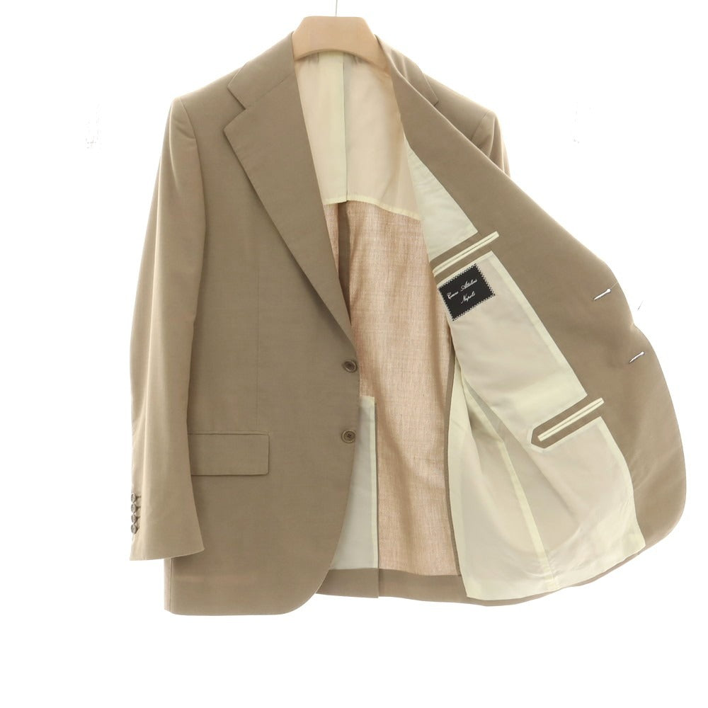 【中古】チェーザレ アットリーニ Cesare Attolini コットンモヘヤウール 2つボタンスーツ オリーブベージュ【 50 Drop7 】【 状態ランクC 】【 メンズ 】