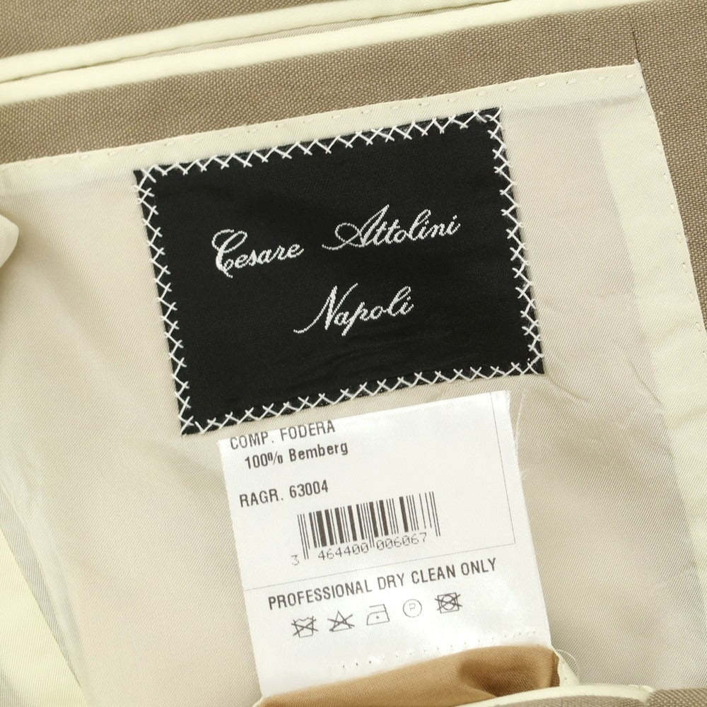 【中古】チェーザレ アットリーニ Cesare Attolini コットンモヘヤウール 2つボタンスーツ オリーブベージュ【 50 Drop7 】【 状態ランクC 】【 メンズ 】