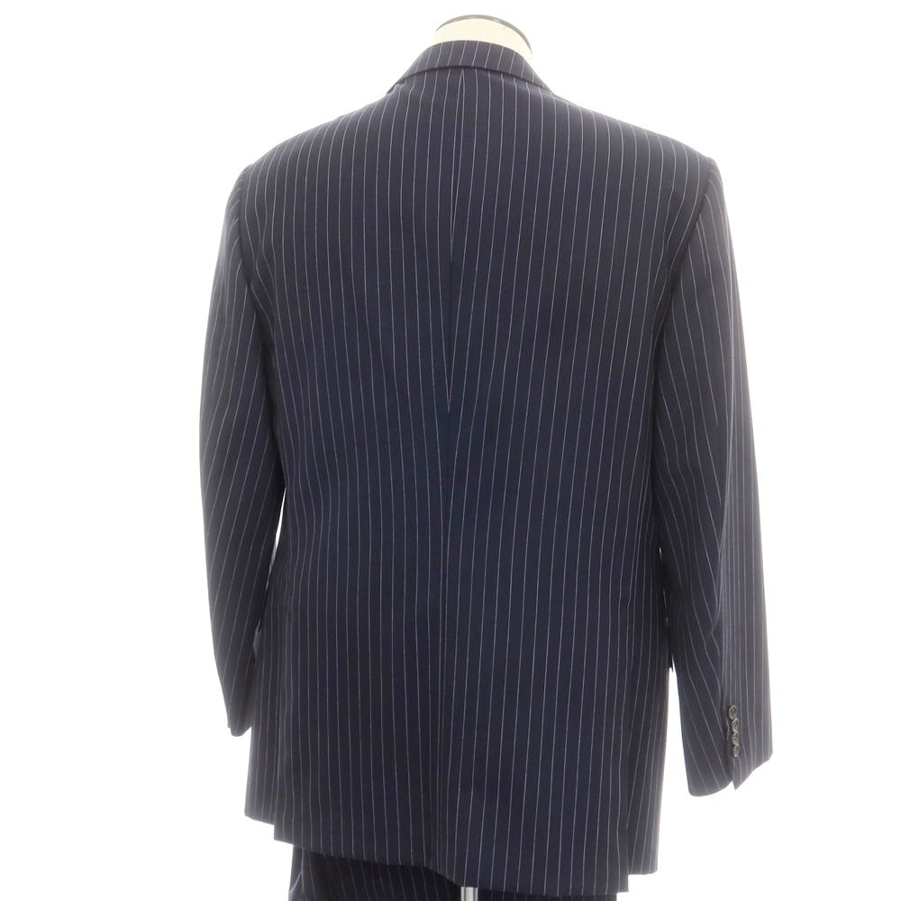 【中古】ベルベスト Belvest ウール ストライプ 3つボタンスーツ ダークネイビーxラベンダー【 52 Drop7R 】【 状態ランクB 】【 メンズ 】