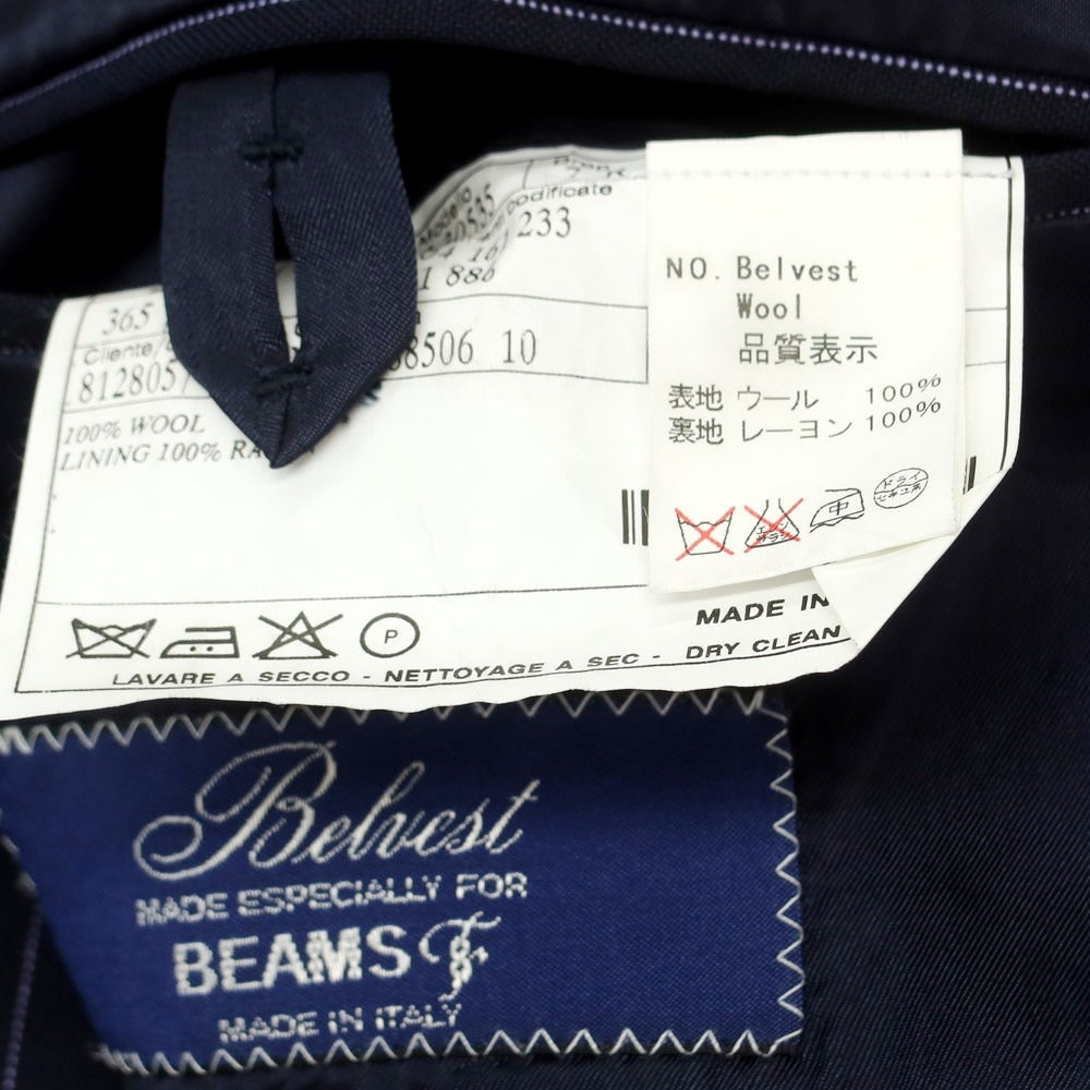 【中古】ベルベスト Belvest ウール ストライプ 3つボタンスーツ ダークネイビーxラベンダー【 52 Drop7R 】【 状態ランクB 】【 メンズ 】
