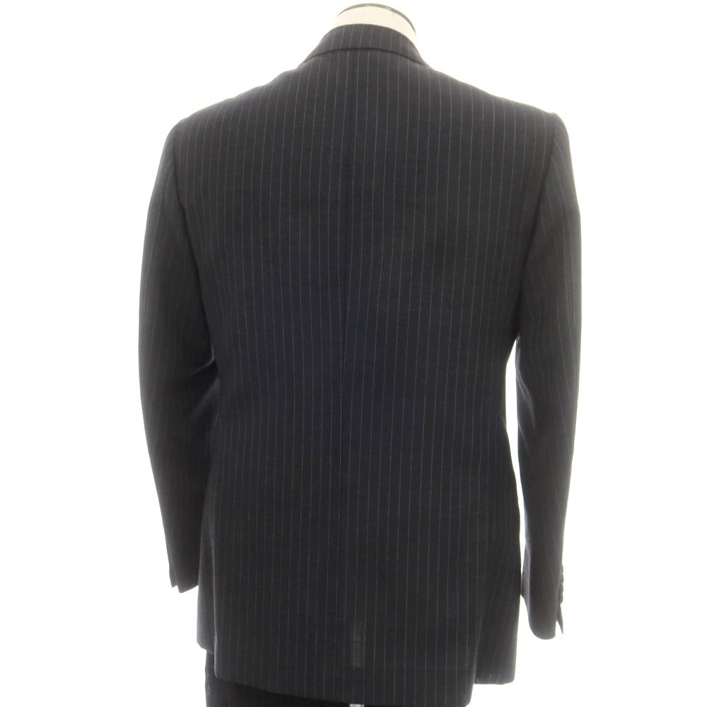 【中古】チェーザレ アットリーニ Cesare Attolini ウール ストライプ 3つボタンスーツ ダークグレー【 50 Drop6 】【 状態ランクB 】【 メンズ 】