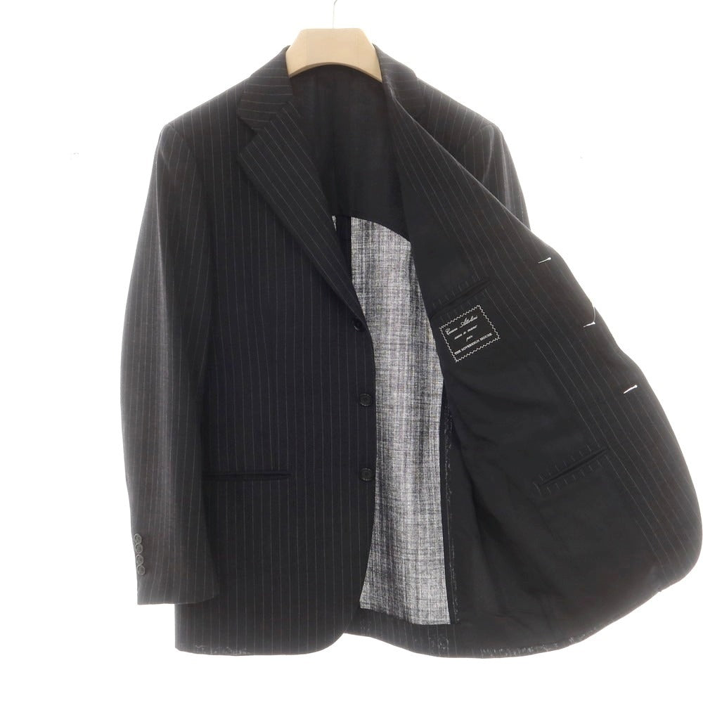 【中古】チェーザレ アットリーニ Cesare Attolini ウール ストライプ 3つボタンスーツ ダークグレー【 50 Drop6 】【 状態ランクB 】【 メンズ 】