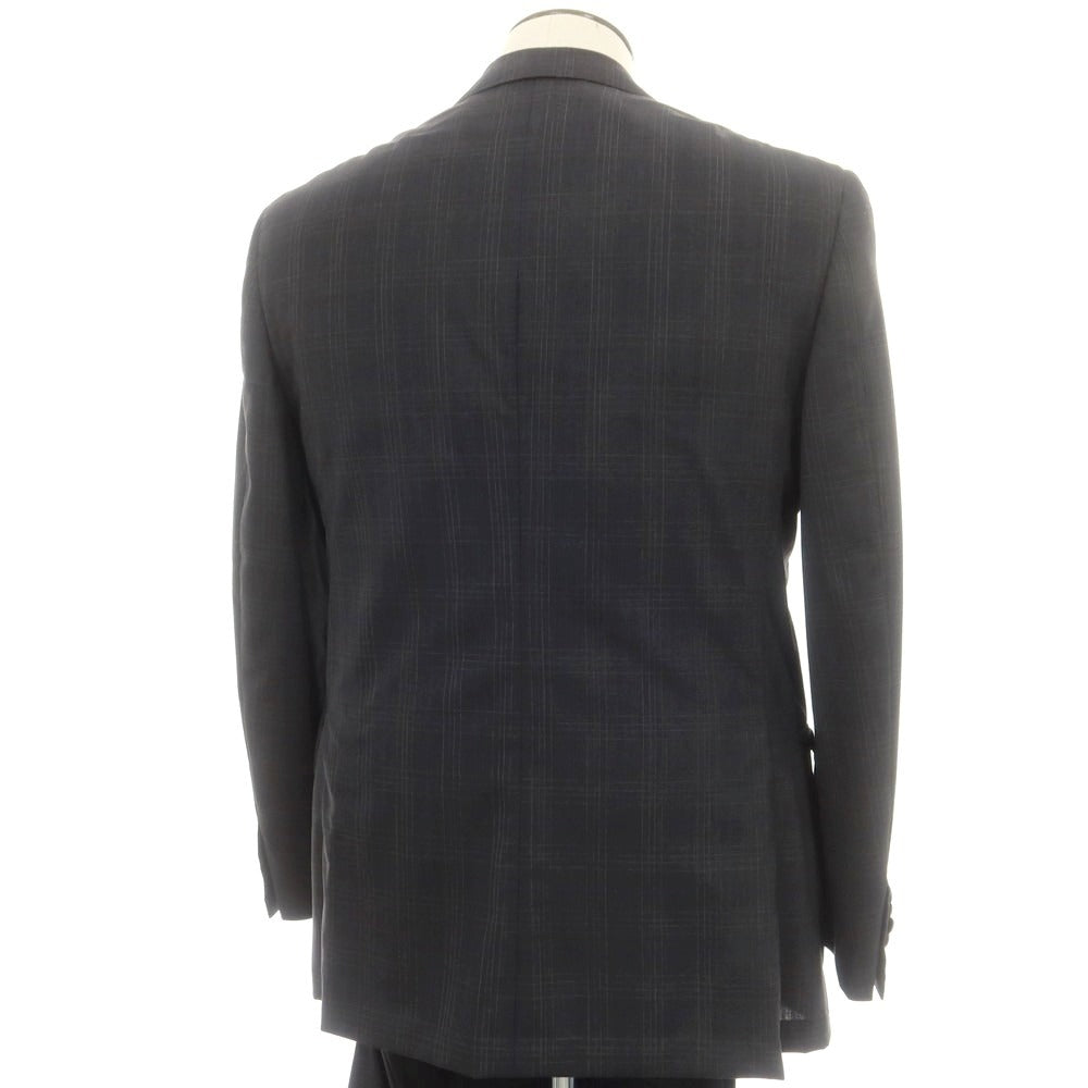【中古】オックスフォード クローズ Oxxford Clothes ウール チェック 3つボタンスーツ ダークグレー【 上40/下34 】【 状態ランクB 】【 メンズ 】
