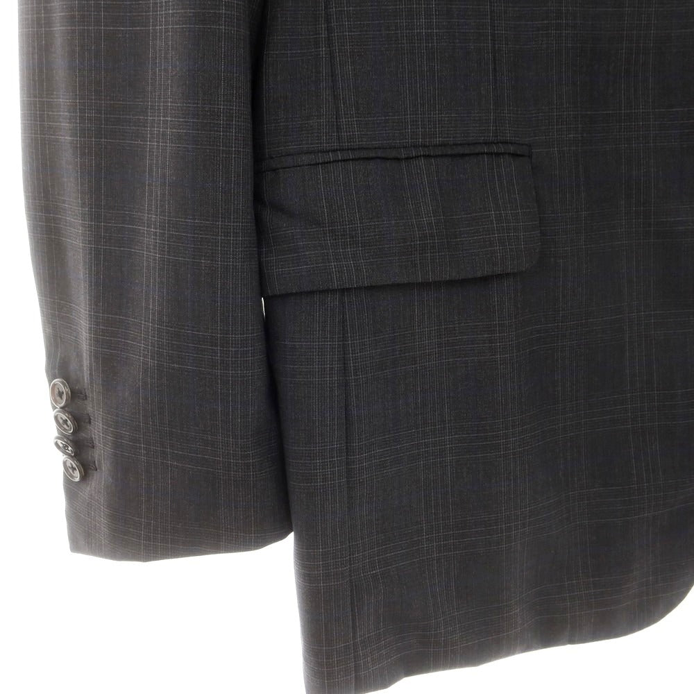 【中古】オックスフォード クローズ Oxxford Clothes ウール チェック 3つボタンスーツ ダークグレー【 上40/下34 】【 状態ランクB 】【 メンズ 】